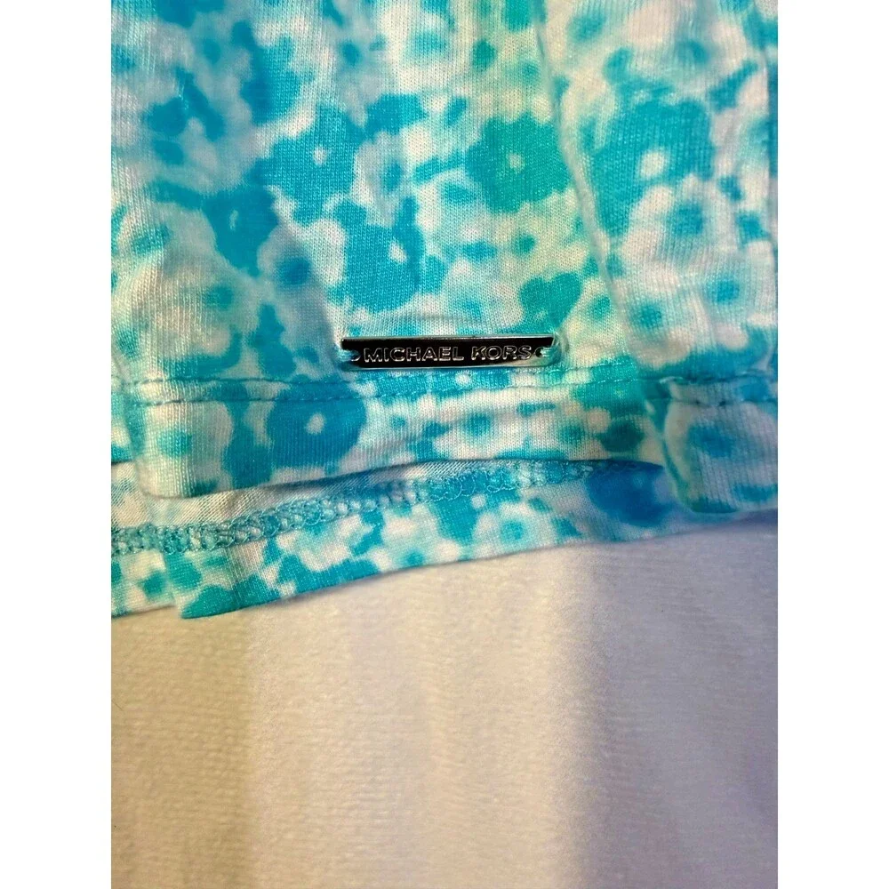 Michael Kors Women's Medium Blue Floral Cottagecore Top Blouse Boho Hippie Soft